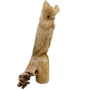 Owl Parasite Wood Carving Sculpture Figure 10” Large Hand Carved Bird Vintage